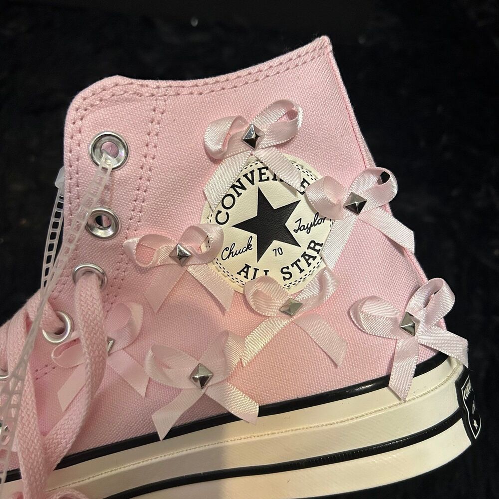 CONVERSE Chuck 70 hi top pink bow studded lace up shoes sneakers women’s 7 new - Picture 4 of 9